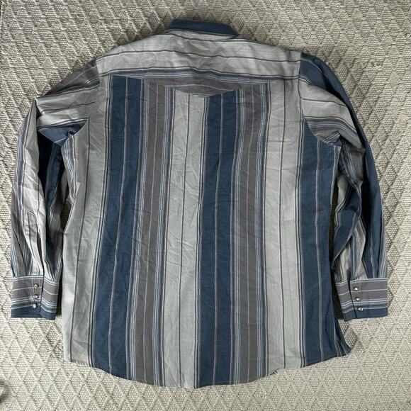 Canyon Guide Outfitters Pearl Snap Western Shirt 2XL Blue Gray Striped Long Slv - Picture 5 of 7